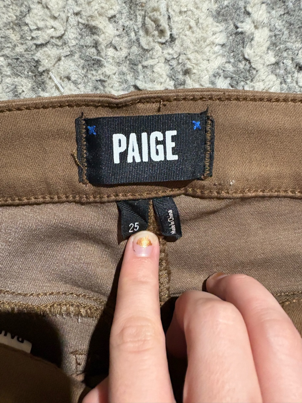 Paige Cindy light brown waxed shiny skinny straight pants jeans size 25 - Picture 4 of 6